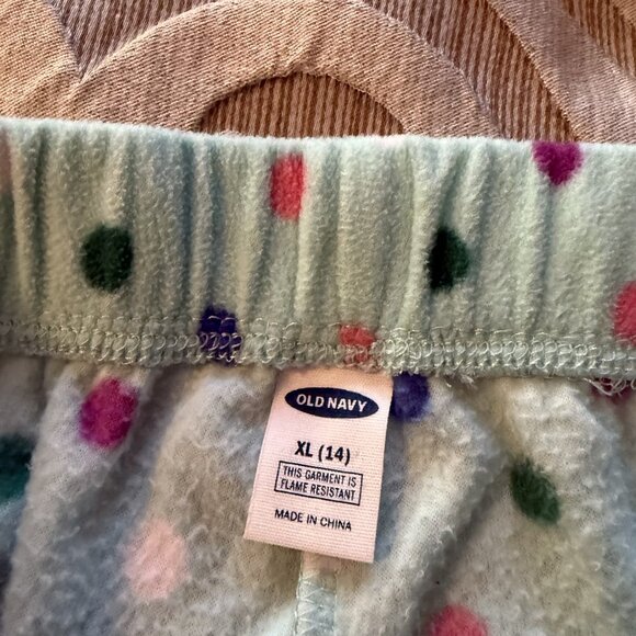 Old Navy Girls Polka Dot Candy Cane Holiday Christmas Fleece Pull On PJ Pants 14 - Picture 5 of 8